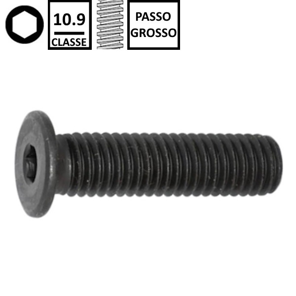 Vite Testa Cilindrica EXTRA Bassa Esagono Incassato (TCEI) Classe 10.9 Grezza M 6X 10 - RENAUDO PRO